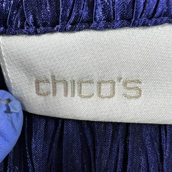 Chicos 2 Lg NWT Crinkle Shine Carbon Blue Jacket MSRP 119.00 Blazer Careerwear - Picture 10 of 16